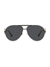 Versace 65mm Aviator Sunglasses In Black