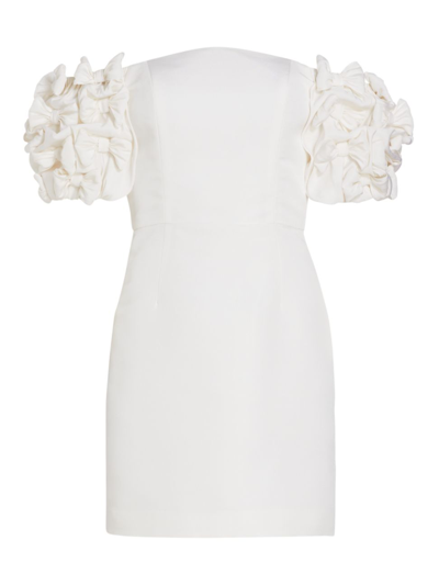 Alexia Maria Olivia Bow-sleeve Silk Minidress In White