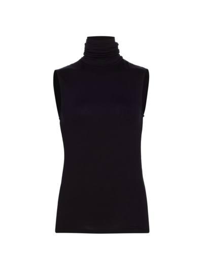 Majestic Soft Touch Sleeveless Turtleneck In Black