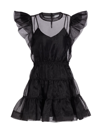 Simkhai Monique Organza Ruffle Sleeve Mini Dress In Black