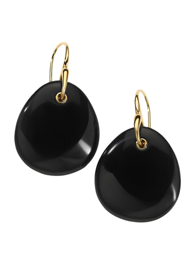 Ippolita 18k Yellow Gold Rock Candy Large Onyx Pebble Drop Earrings In Black/gold