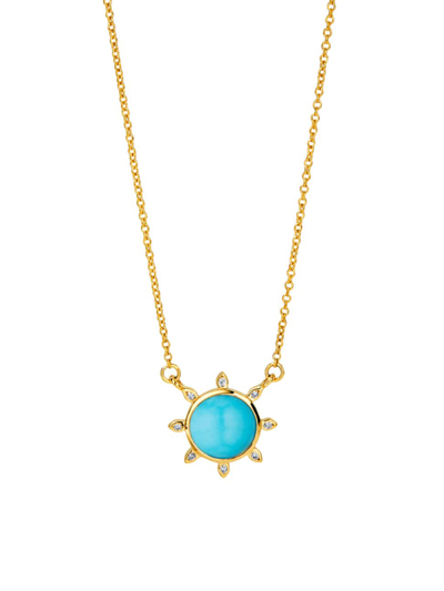 Syna Women's Cosmic 18k Yellow Gold, Turquoise, & Diamond Sun Pendant Necklace