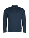 Barbour Corpatch Cotton Tartan Trimmed Regular Fit Long Sleeve Polo Shirt In Navy
