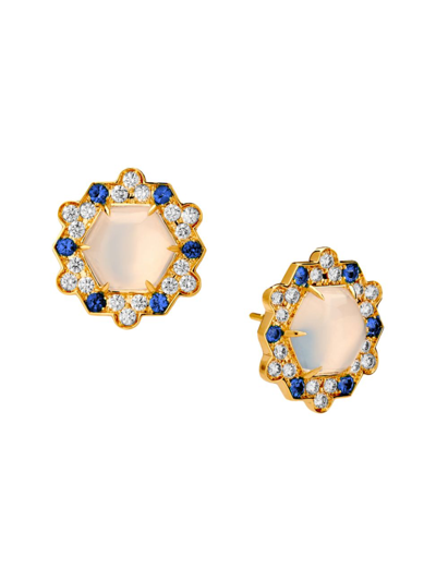Syna Women's Mogul 18k Yellow Gold & Multi-gemstone Hexagonal Stud Earrings