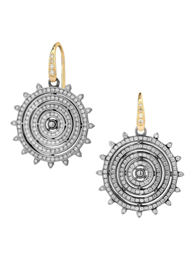 Syna Women's Cosmic 18k Yellow Gold, Sterling Silver, & Diamond Sun Drop Earrings In Two Tone