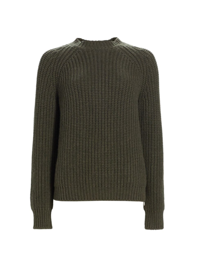 Loro Piana Girocollo Davenport Cashmere Sweater In Green Kaki