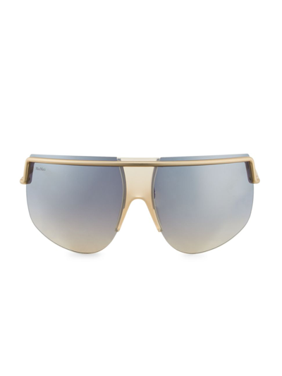 Max Mara Sophie 70mm Mirror Shield Sunglasses In Pale Gold/ivory