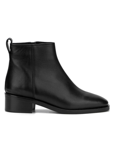 Aquatalia Carisa Leather Ankle Booties In Black Leather