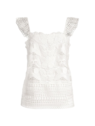 Lilly Pulitzer Azaria Butterfly Lace Top In Resort White