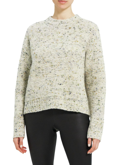 Theory Women's Tweed Bouclé Mockneck Jumper In Evergreen Multi