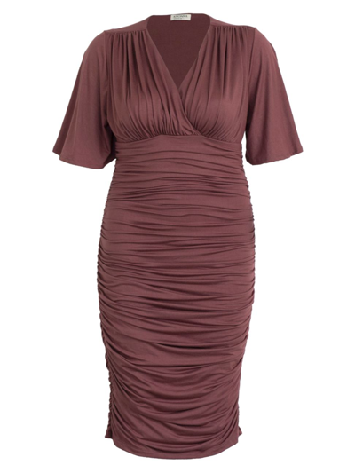 Kiyonna Rumor Ruched Body-con Dress In Rosewood