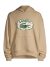 Lacoste Logo Print Loose-fit Hoodie Sweatshirt In Beige