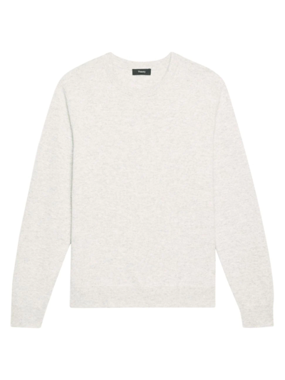 Theory Hilles Crewneck Cashmere Sweater In Light Grey Heather