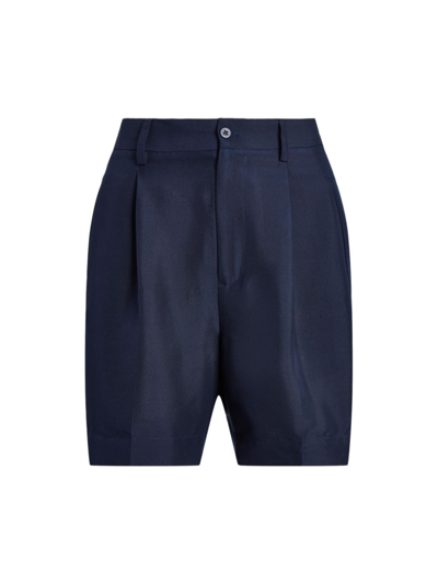 Ralph Lauren Tracy Silk Shantung Shorts In Navy