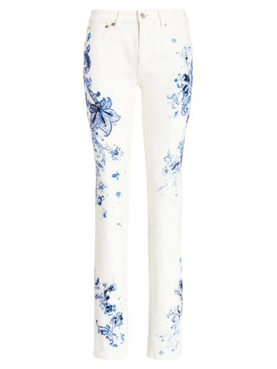 Ralph Lauren 160 Mid-rise Embellished Stretch Skinny Jeans In Ombre Paisley