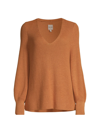 Nic + Zoe Women's Shaker-knit V-neck Sweater In Orange