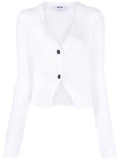 Msgm Long-sleeve Button-fastening Cardigan In White