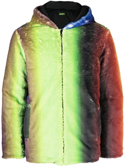 Agr Gradient-effect Faux-fur Jacket In Green