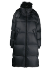Yves Salomon Shearling-collar Feather-down Coat In Black