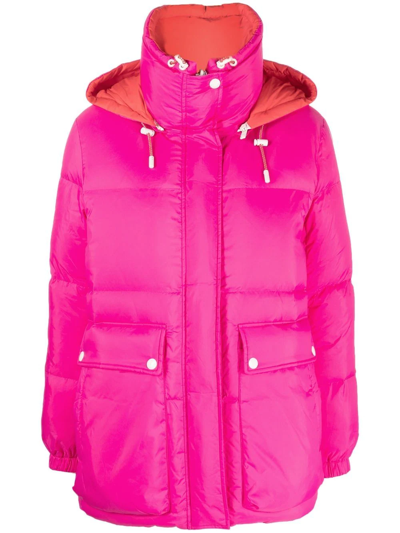 Yves Salomon Reversible Two-color Puffer Jacket In Red/rose