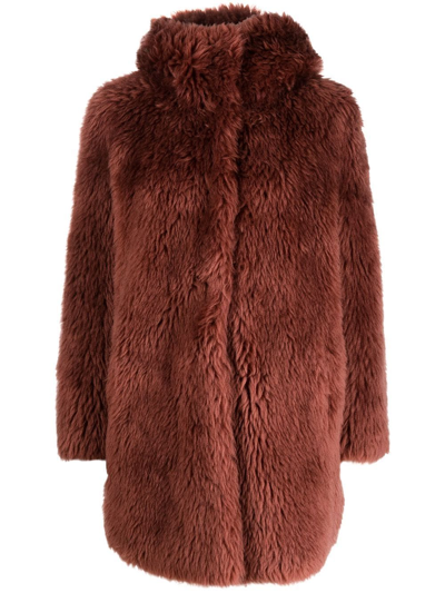 Yves Salomon Short Hooded Wool Coat In Brown