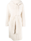 Yves Salomon Reversible Hooded Shearling Coat In Neutrals