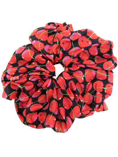 La Doublej Giga Cherry-print Scrunchie In Red