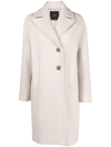 Pinko Notched Lapels Single-breasted Coat In Ivory