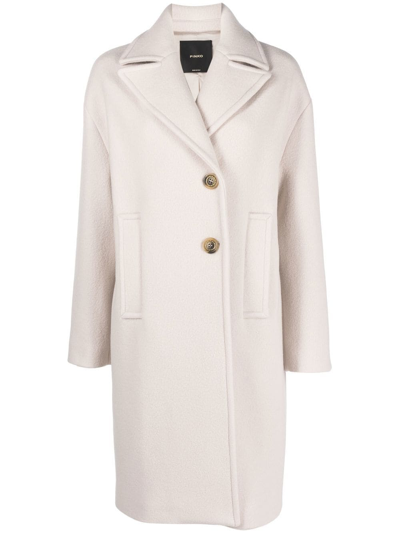 Pinko Notched Lapels Single-breasted Coat In Cream