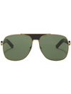 Palm Angels Men's Bay Double-bridge Oversized Pilot Sunglasses In Green
