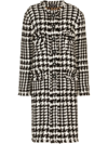 Dolce & Gabbana Black And White Coat With All-over Check Motiv In Wool Blend Woman In White