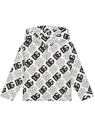 Dolce & Gabbana Dg Logo-print Zip-front Hoodie In White