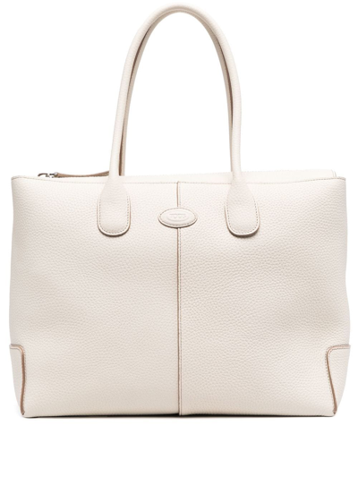 Tod's Zipped Shopper Tote In White