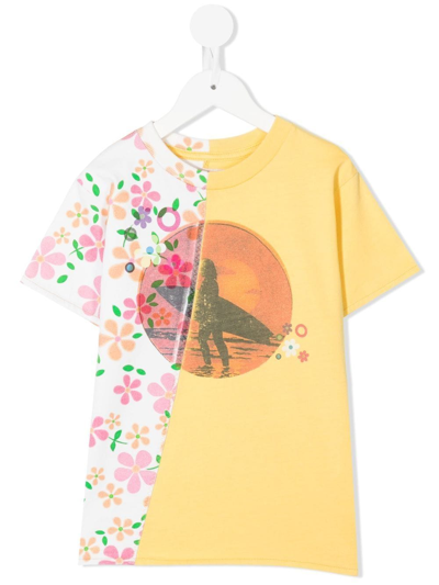 Erl Floral-print Surf-print T-shirt In Yellow