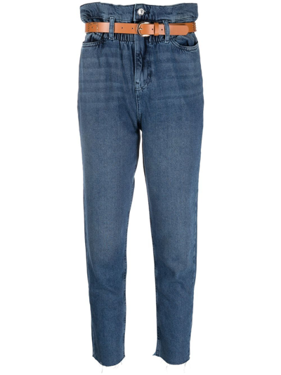 Liu •jo Belted-waist Tapered Jeans In Blue