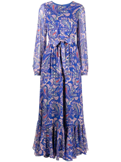 Borgo De Nor Blue Dianora Paisley Silk Maxi Dress | ModeSens