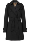 Burberry Waterloo Heritage Double-breasted Trench Coat In Black