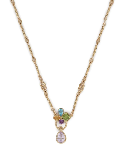 Dolce & Gabbana 18 Kt Yellow Gold Rainbow Pendant With Multicolor Fine Gemstones