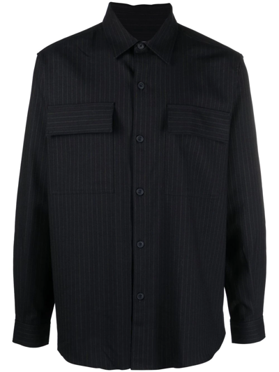 Closed Pinstripe Long-sleeved Shirt In Blue