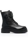 LIU •JO LOGO-PLAQUE COMBAT BOOTS