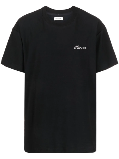 Flaneur Homme Embroidered Logo T-shirt In Black