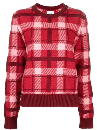 Barrie Check-pattern Cashmere Jumper In Red