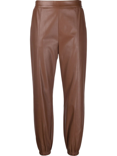 Liu •jo Tapered High-waist Trousers In Braun