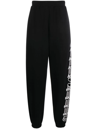 Aries Column Logo-printed Straight Leg Sweatpants In Black