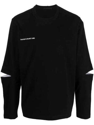 Helmut Lang Logo-print Cut-out T-shirt In Black