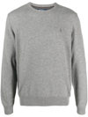Polo Ralph Lauren Classic Logo Embroidered Rib Sweater In Grau