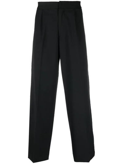 Bonsai Loose Trouser Black Wool Loose Trouser With Elastic Waistband. In Schwarz