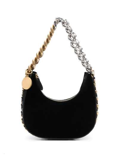 Stella Mccartney Tasche Hobo Crystal Chain Aus Schwarzem Leder In Black