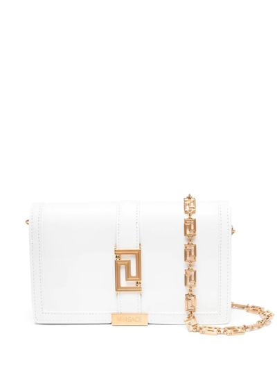 Versace Leather Logo-plaque Crossbody-bag In White