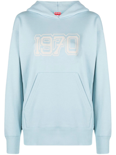 Kenzo Graphic-print Cotton Hoodie In Blue